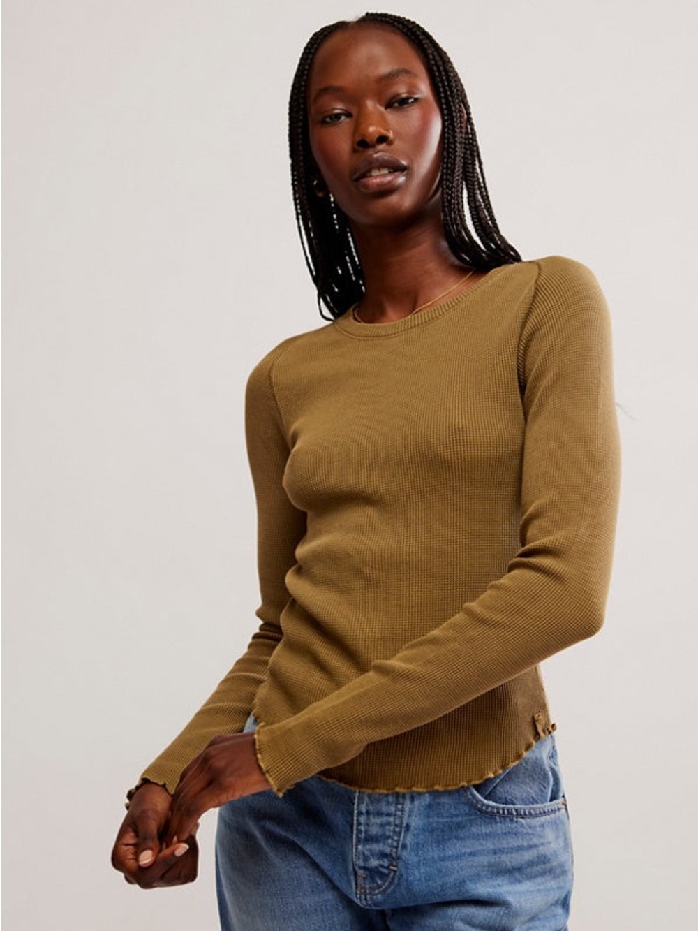 FREE PEOPLE We The Free Easy Does It Tee in Army Washed Green